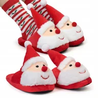 Kapcie damskie - ŚWIĄTECZNE KAPCIE NA PREZENT CIEPŁE ANTYPOŚLIZGOWE PANTOFLE ŚWIĘTY MIKOŁAJ - miniaturka - grafika 1