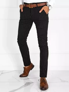 Spodnie męskie - Spodnie męskie chinosy w paski czarne Dstreet UX3672 - grafika 1