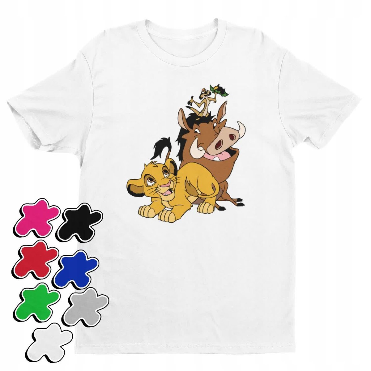 Koszulka T-Shirt Dziecięca Z Nadrukiem Król Lew Timon Pumba -L 146-152