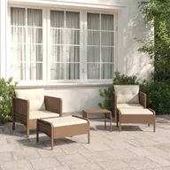 Meble ogrodowe - 5-cz. zestaw wypoczynkowy do ogrodu, poduszki, polirattan, brąz Lumarko - miniaturka - grafika 1