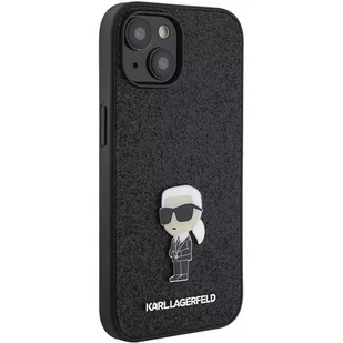 Karl Lagerfeld KLHCP15SGKNPSK iPhone 15 6.1" czarny/black hardcase Fixed Glitter Ikonik Logo Metal Pin - Etui i futerały do telefonów - miniaturka - grafika 4