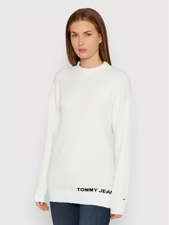 Swetry damskie - Tommy Jeans Sweter Lofty DW0DW10995 Biały Slim Fit - grafika 1