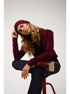 Swetry damskie - AUTHENTIC CASHMERE Kaszmirowy golf "Bise" w kolorze bordowym - miniaturka - grafika 1