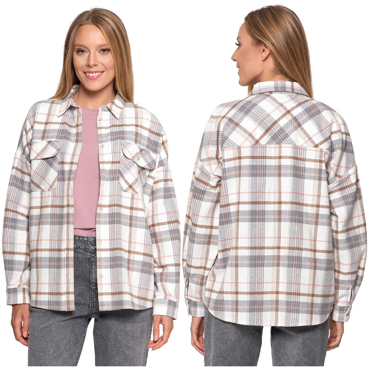 KOSZULA DAMSKA FLANELOWA w Kratę Bawełniana z Kieszeniami MORAJ r. 2XL/3XL