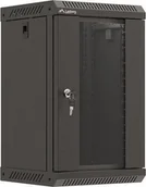 Szafki biurowe - Lanberg Szafa instalacyjna Rack Lanberg Wisząca 10" 9U 300x300 Drzwi Przeszklone flat pack Czarna - miniaturka - grafika 1