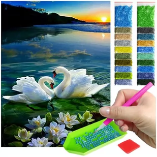 Haft Diamentowy ARTULIO, Obraz DIY 5D, Diamond Painting, Mozaika diamentowa 30x40cm (Para łabędzi na tle zachodu słońca) + zestaw akcesoriów - Zabawki kreatywne Haft Diamentowy ARTULIO, Obraz DIY 5D, Diamond Painting, Mozaika diamentowa 30x40cm (Para łabędzi na tle zachodu słońca) + zestaw akcesoriów - Zabawki kreatywne - miniaturka - grafika 1