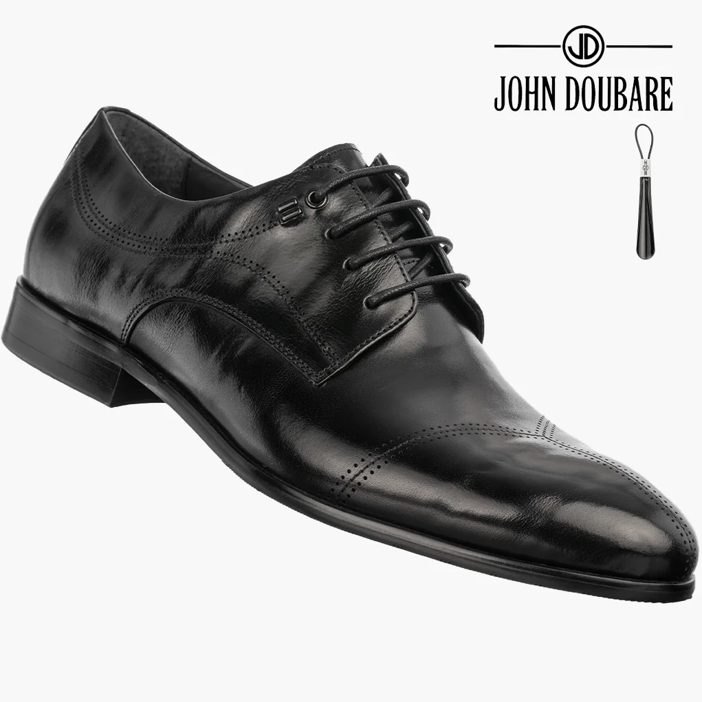 Buty Wizytowe Męskie Skórzane Eleganckie Półbuty JOHN DOUBARE Czarne 40