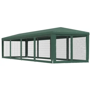 Namiot imprezowy z 10 ścianami z siatki, zielony, 3x12 m, HDPE - Pawilony ogrodowe - miniaturka - grafika 6