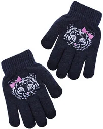 Zimowe rękawiczki dla dziewczynki Noviti RZ023-G-01 Granatowe - Rękawiczki dla dzieci - miniaturka - grafika 1