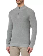 Swetry męskie - Hackett London Men's Mouline HZIP sweter męski, szary/biały, XS - miniaturka - grafika 1