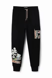 Spodnie i spodenki dla chłopców - Desigual spodnie dresowe bawełniane dziecięce Disney's Mickey Mouse kolor czarny z nadrukiem - grafika 1