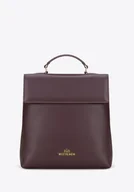 Torebki damskie - Damski plecak ze skóry naturalnej z klapą bordowy - miniaturka - grafika 1