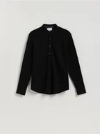 Koszule męskie - Reserved - Koszula super slim z bawełny egipskiej - czarny - miniaturka - grafika 1