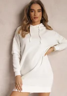 Bluzy damskie - Biała Bluza Długa z Kapturem Posetrius - Renee - miniaturka - grafika 1