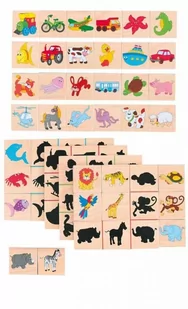 WOODY puzzle drewniane Match The Shadows. 40-częściowy. Kolorowe puzzle pomocniczych powinny być przypisane swój cień - Puzzle - miniaturka - grafika 1