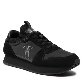 Sneakersy damskie - Sneakersy CALVIN KLEIN JEANS - Runner Sock Laceup Ny-Lth YM0YM00553 Triple Black 0GL - grafika 1