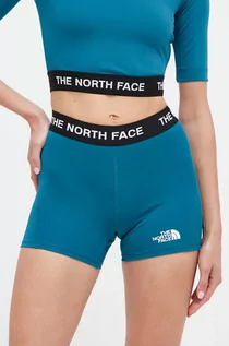Spodenki damskie - The North Face szorty sportowe damskie kolor turkusowy z aplikacją high waist - grafika 1