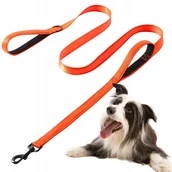 Smycze dla psów - SMYCZ dla psa DOUBLE HANDLE treningowa odblask RICO 1,8m MOCNA ORANGE 2,0 - miniaturka - grafika 1