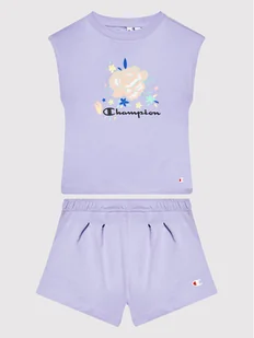 Champion Komplet t-shirt i szorty sportowe 404397 Fioletowy Custome Fit - Spodenki damskie - miniaturka - grafika 1