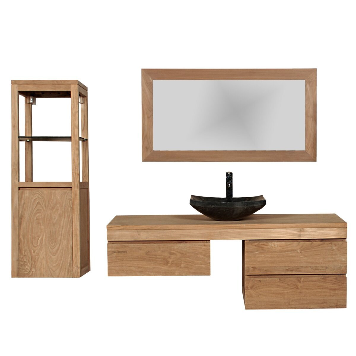 Zestaw mebli łazienkowych Mark teak lite drewno Bez szafki wiszącej 120 cm 90 cm Bez wieszaka na ręczniki