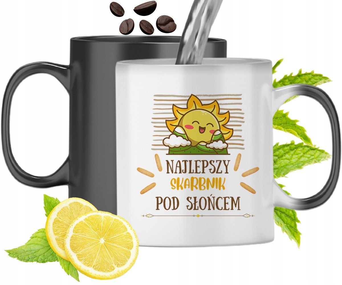 Dla Skarbnika Kubek Magiczny na Urodziny Prezent z Nadrukiem ze Zdjęciem + Opakowanie na prezent (wzór 04)