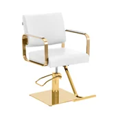 Fotele fryzjerskie - physa Fotel fryzjerski z podnóżkiem 50 66 cm 200 kg biały / złoty - Fotele fryzjerskie - miniaturka - grafika 1
