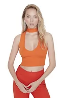 Koszule damskie - TRENDYOL Damska koszula damska typu Crop Standard Halter Neck Knitwear Blouse, pomarańczowy, 40 - miniaturka - grafika 1