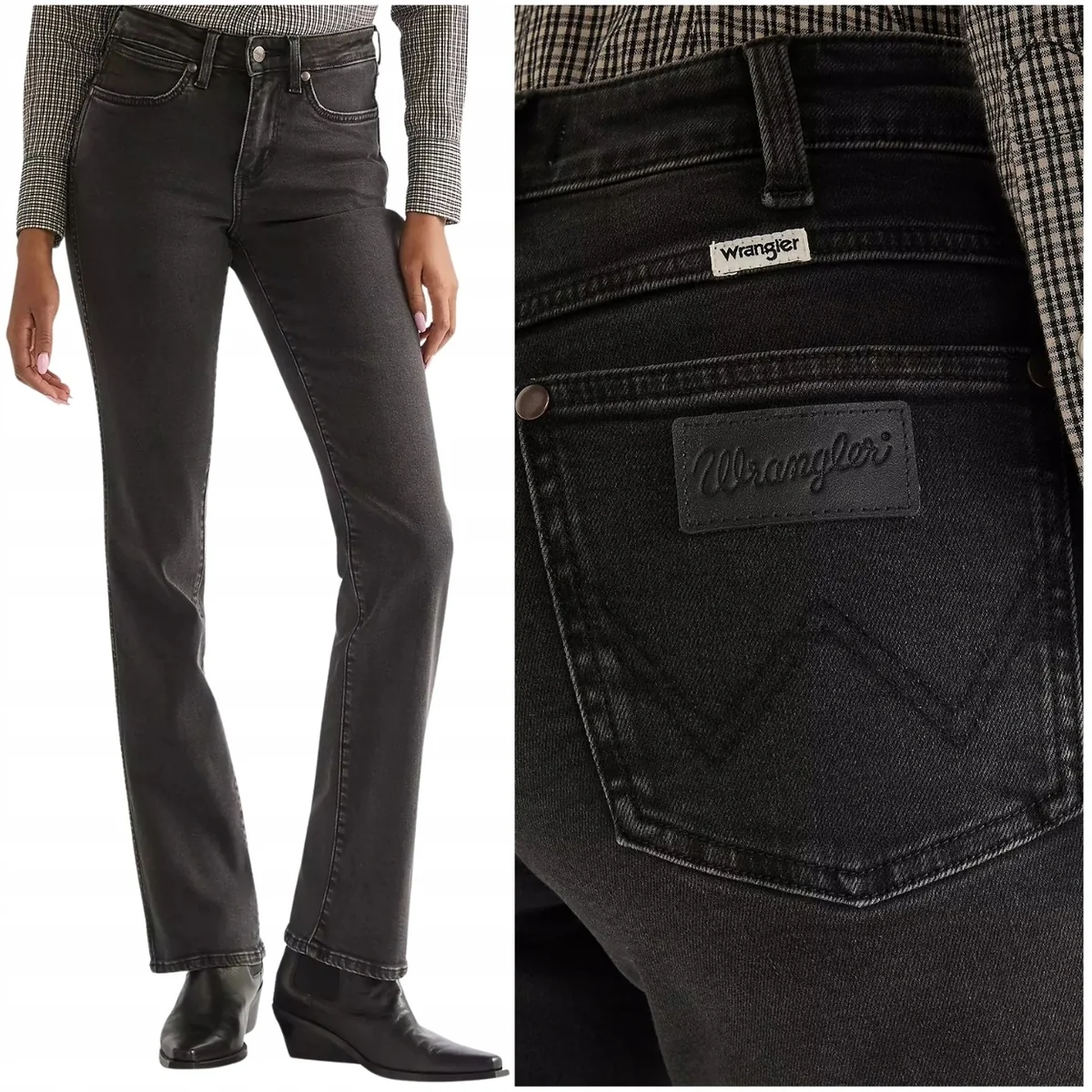 Wrangler Bootcut Blackout rozszerzane damskie spodnie jeansowe W26 L32