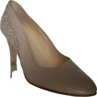 Czółenka - BnW Skórzane beżowe czółenko na wysokiej szpilce - miniaturka - grafika 1