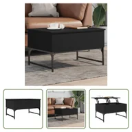 Ławy i stoliki kawowe - The Living Store stolik kawowy czarny 70x50x40 cm materiał drewnopochodny i metal - miniaturka - grafika 1