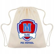 Plecaki worki - Worek Plecak Beżowy PSI PATROL Litera M Do Szkoły Wzory - miniaturka - grafika 1