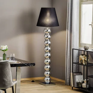 Argon Tekstylna lampa podłogowa Fulda, czarny klosz, chromowana podstawa - Lampy stojące - miniaturka - grafika 1