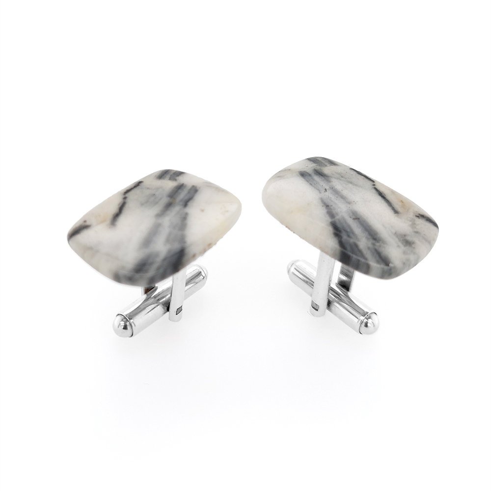 Spinki do mankietów Jaspis Zebra (S618) Srebro [925]