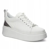Półbuty damskie - BIAŁE PÓŁBUTY SNEAKERSY CARINII B9119-I81 SKÓRA MODNE PLATFORMA R.38 - miniaturka - grafika 1