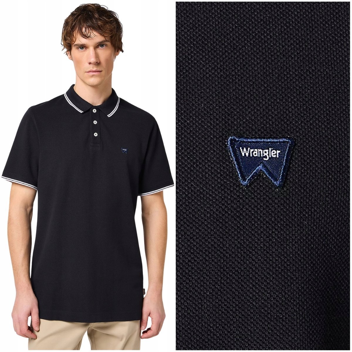 Wrangler POLO SHIRT Black bawełniana koszulka polo męska małe logo L