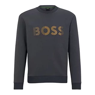 Bluzy męskie - BOSS Męska bluza Salbo 1 z mieszanki bawełny z trójwymiarowym haftem logo, Dark Grey27., XXL - grafika 1