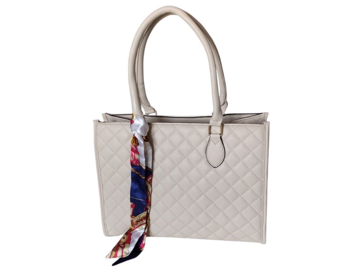 Torba Shopper Na Ramię Pikowana Torebka Damska Listonoszka Miejska, Beżowy