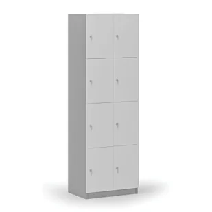 Drewniana szafka skrytkowa, 8 schowków, zamek cylindryczny, szary/biały - Szafki biurowe - miniaturka - grafika 1