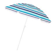 Parasole ogrodowe - Springos Parasol ogrodowy 160 cm niebieskie pasy idealny na balkon - miniaturka - grafika 1