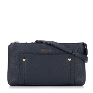 Damska crossbody dwukomorowa z kieszonką granatowa - Torebki damskie - miniaturka - grafika 1