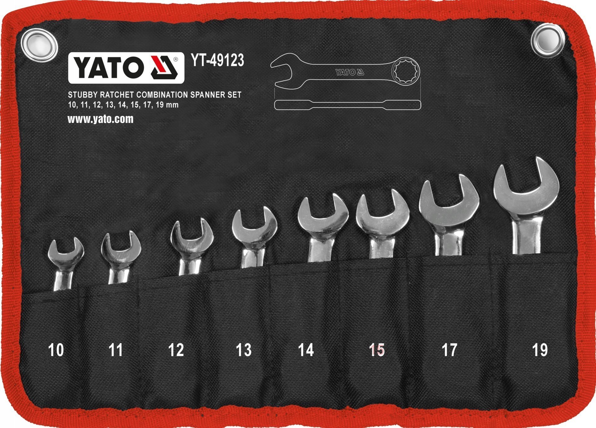 Yato YATO KLUCZE PŁASKO-OCZK KRÓTKIE Z GRZECHO 8cz.