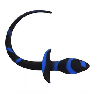 Korki analne - Kiotos Anal Plug Dog Tail Black/Blue - grafika 1