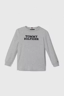 Bluzki dla chłopców - Tommy Hilfiger longsleeve bawełniany dziecięcy kolor szary melanżowy - grafika 1