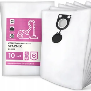 10x Worek do Odkurzacza Starmix As 1232 Syntetyczny Tekstylny Worki Duży G9 - Worki do odkurzaczy - miniaturka - grafika 1