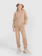 Spodnie i spodenki dla dziewczynek - 4F Spodnie dresowe joggery dziewczęce - beżowe 122 (6-7 lat) - miniaturka - grafika 1