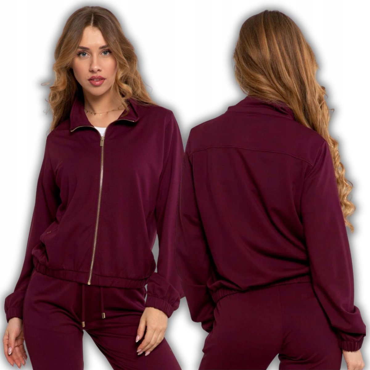 BLUZA DAMSKA DRESOWA BEZ KAPTURA ROZPINANA LEKKA STYLOWA MODNA MORAJ 3XL PURPLE