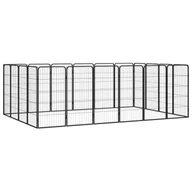 Sprzęt podróżny i transportery dla psów - vidaXL Kojec dla psa, 20 paneli, czarny, 50x100 cm, stal - miniaturka - grafika 1