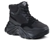 Sneakersy damskie - Sneakersy damskie Lee Cooper 3154 czarne buty sportowe ocieplane wysokie-37 - miniaturka - grafika 1