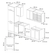 Meble kuchenne - Vicco Zabudowa kuchenna Fame-Line, Ciemnoszary, 300 cm , BP Marmur - miniaturka - grafika 1