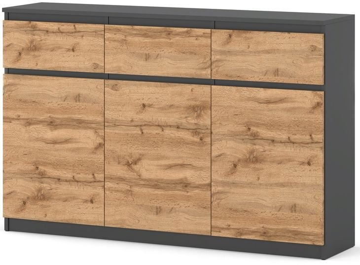 Komoda 150 cm Aga szafka Wysoka rtv szufladami Antracyt Wotan salonu duża